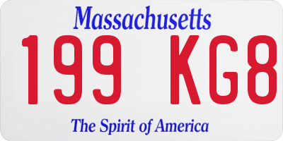 MA license plate 199KG8