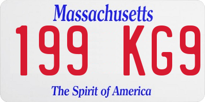 MA license plate 199KG9