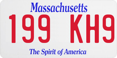 MA license plate 199KH9