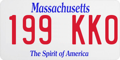 MA license plate 199KK0