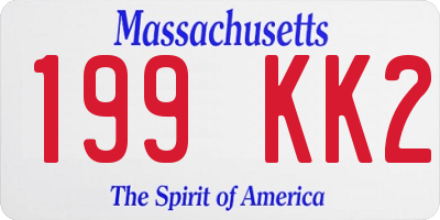 MA license plate 199KK2