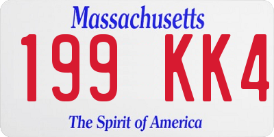 MA license plate 199KK4