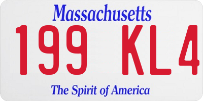 MA license plate 199KL4