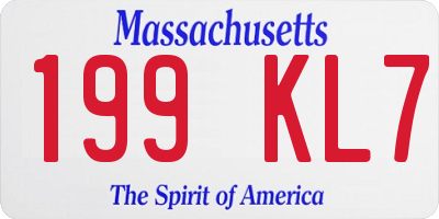 MA license plate 199KL7