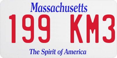 MA license plate 199KM3