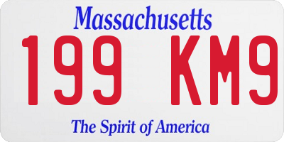 MA license plate 199KM9