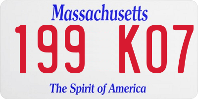 MA license plate 199KO7