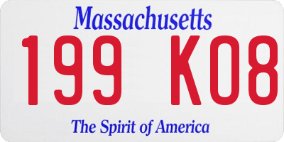MA license plate 199KO8