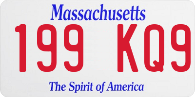 MA license plate 199KQ9