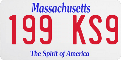 MA license plate 199KS9