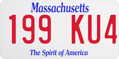 MA license plate 199KU4