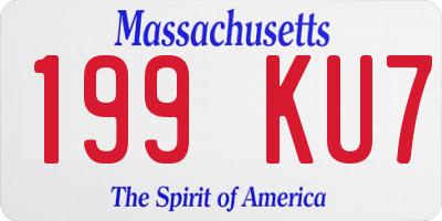 MA license plate 199KU7