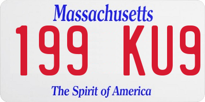 MA license plate 199KU9