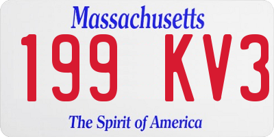 MA license plate 199KV3