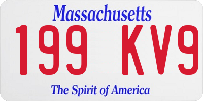 MA license plate 199KV9