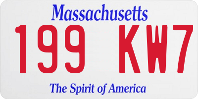 MA license plate 199KW7