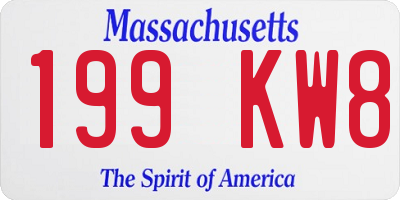 MA license plate 199KW8