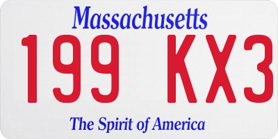 MA license plate 199KX3
