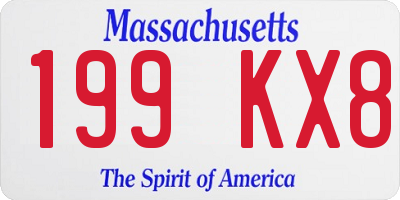 MA license plate 199KX8