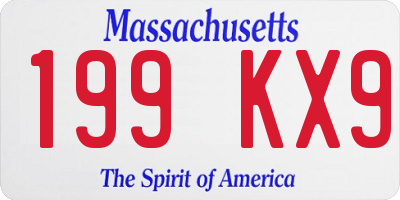 MA license plate 199KX9