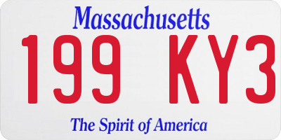 MA license plate 199KY3
