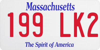MA license plate 199LK2