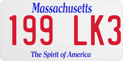 MA license plate 199LK3