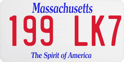 MA license plate 199LK7