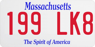 MA license plate 199LK8