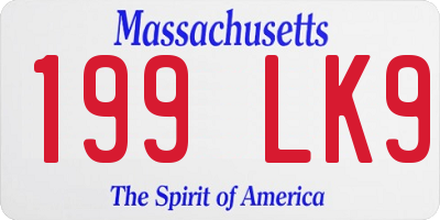MA license plate 199LK9