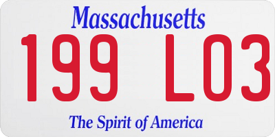 MA license plate 199LO3
