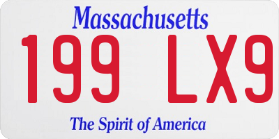 MA license plate 199LX9