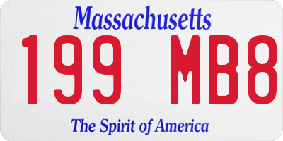 MA license plate 199MB8