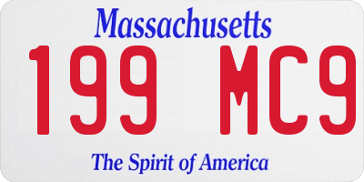 MA license plate 199MC9
