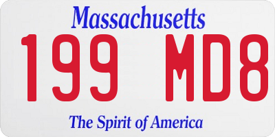MA license plate 199MD8