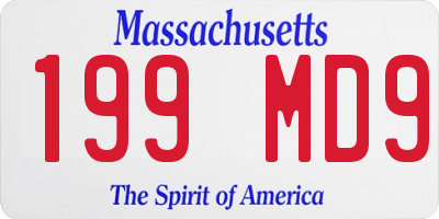 MA license plate 199MD9