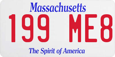 MA license plate 199ME8