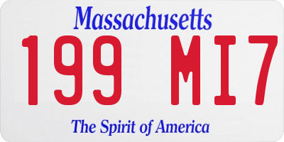 MA license plate 199MI7
