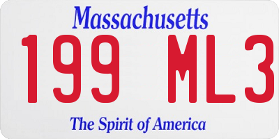 MA license plate 199ML3