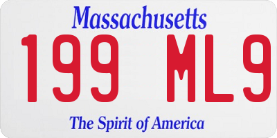 MA license plate 199ML9
