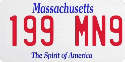 MA license plate 199MN9