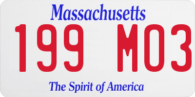 MA license plate 199MO3