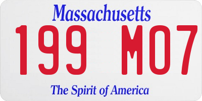 MA license plate 199MO7