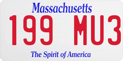 MA license plate 199MU3