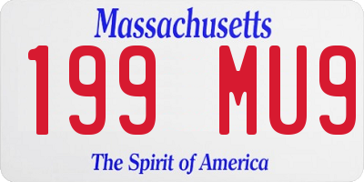 MA license plate 199MU9