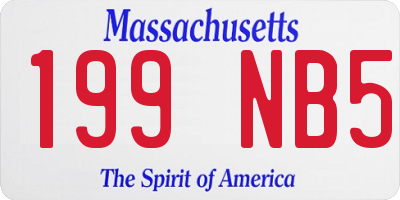 MA license plate 199NB5