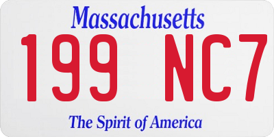 MA license plate 199NC7