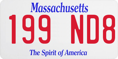 MA license plate 199ND8