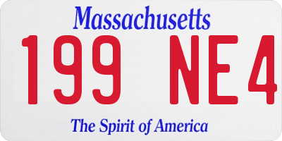 MA license plate 199NE4
