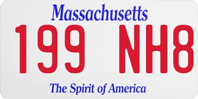 MA license plate 199NH8